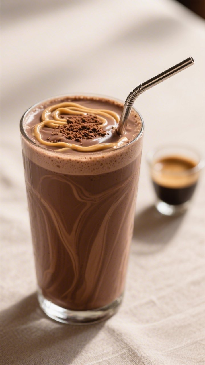 Final dish – variation spotlight (Mocha Madness): Three-quarter angle beauty shot of a mocha choco
