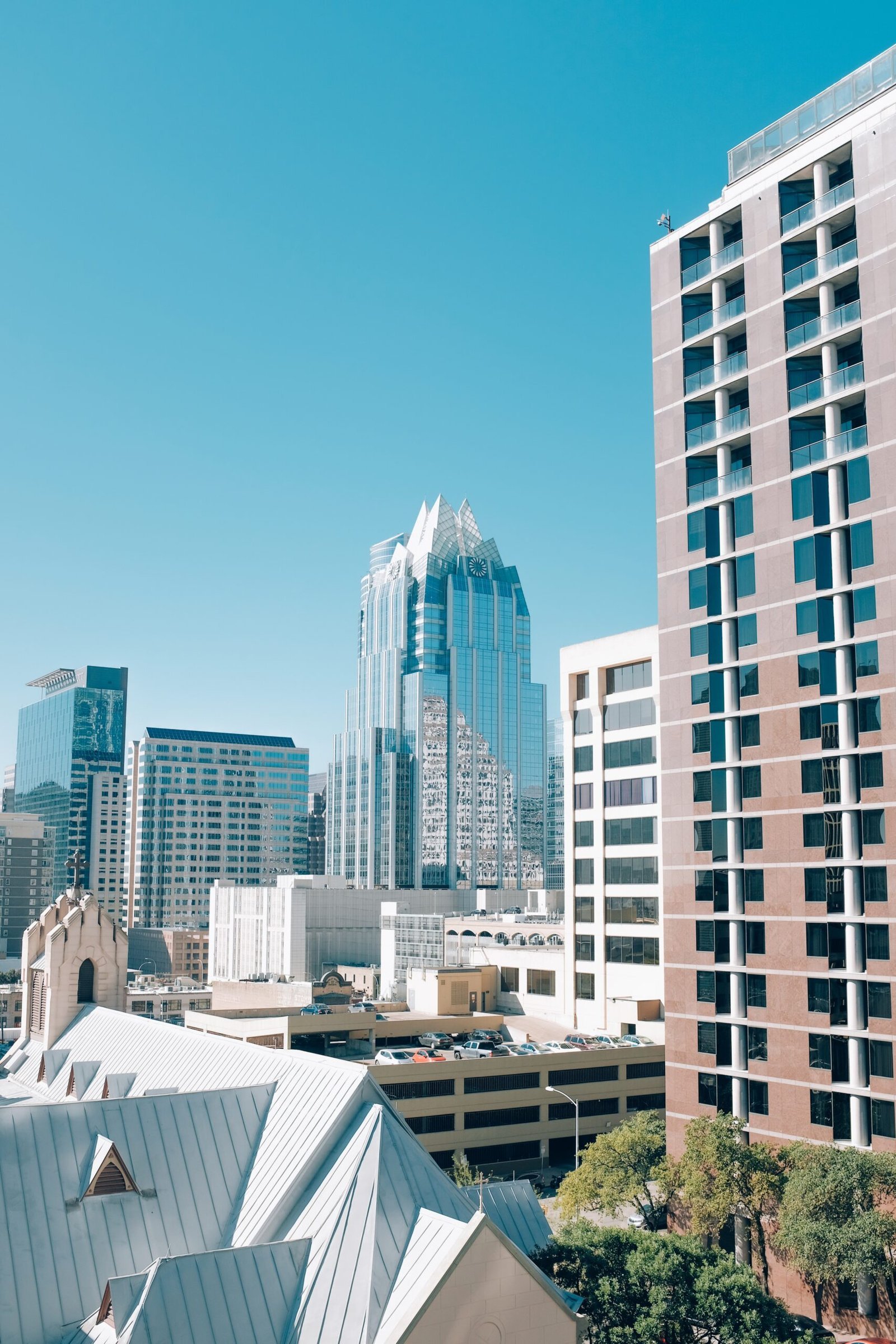 Downtown Austin Texas skyline with modern glass buildings