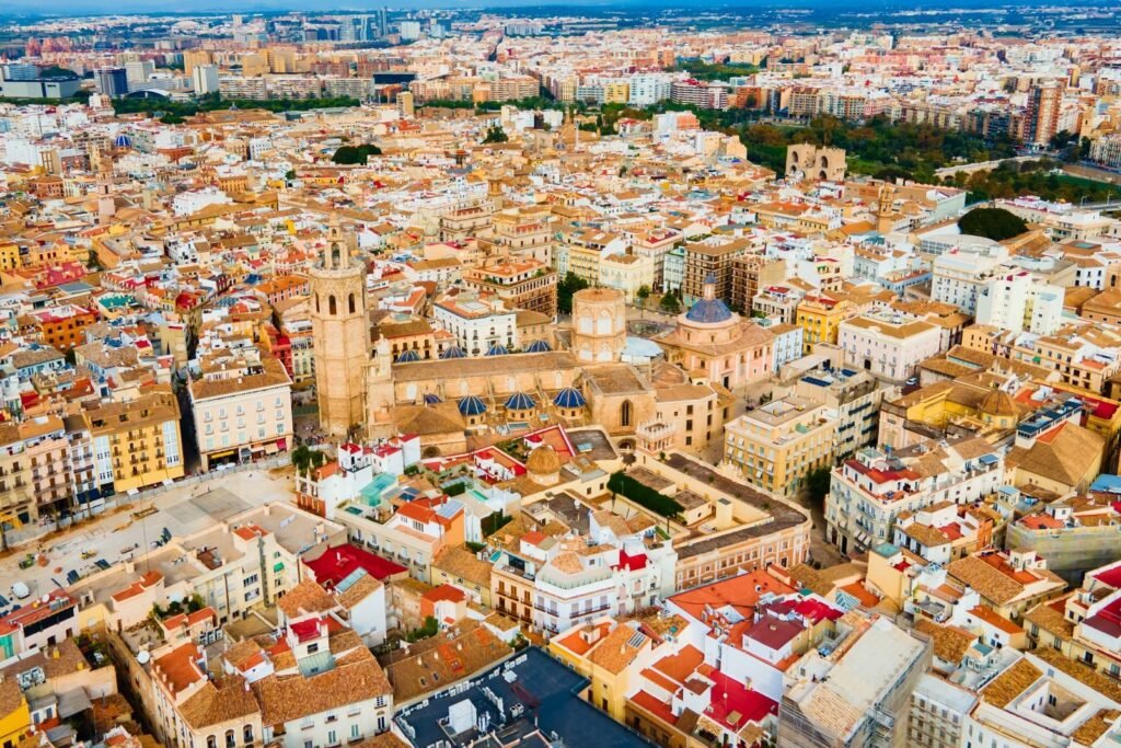 Aerial panoramic view of Valencia Spain