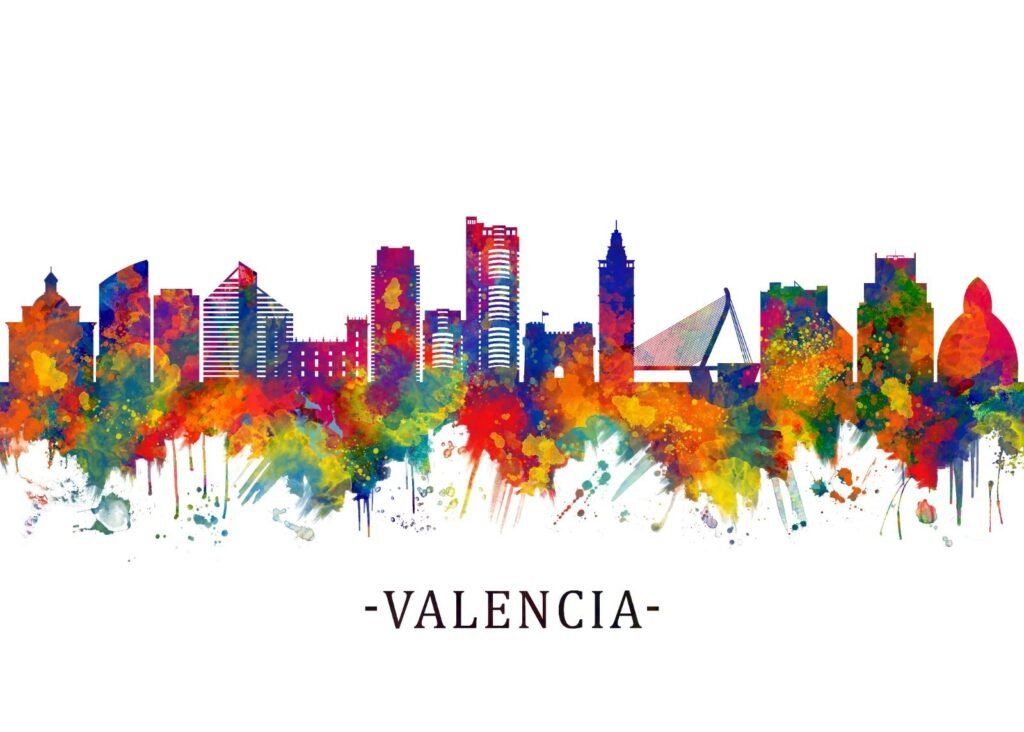 Valencia Spain skyline on a sunny day