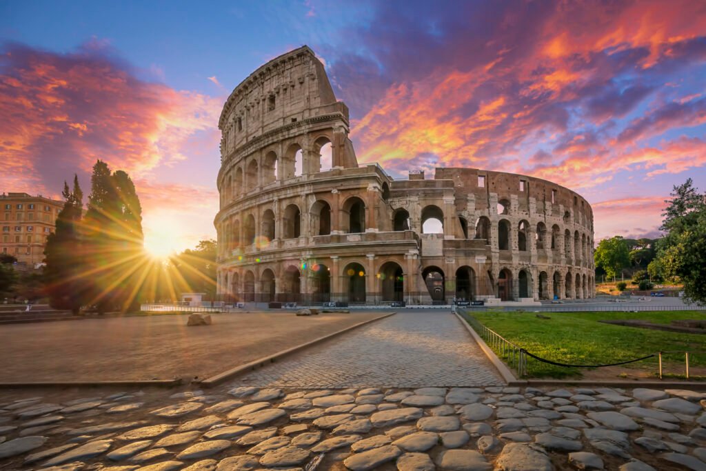 Colosseum in Rome with morning sun