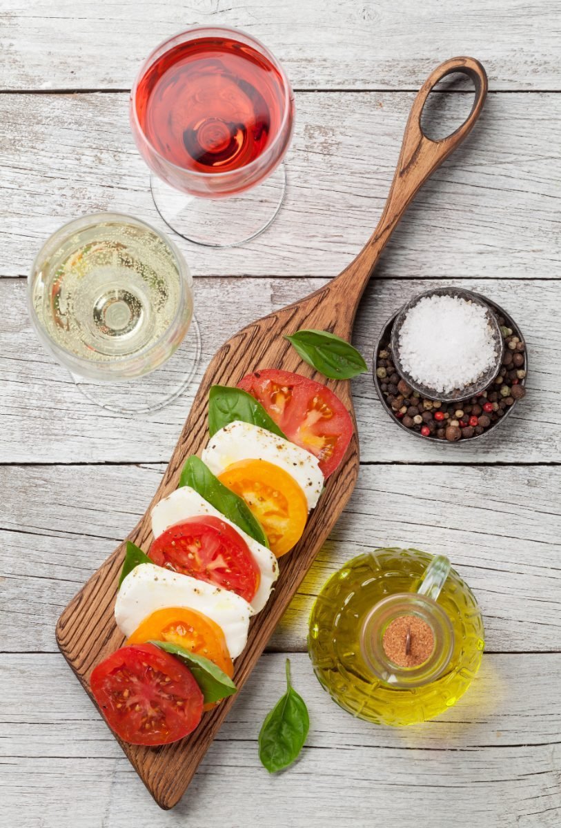 Caprese salad with tomatoes, basil and mozzarella