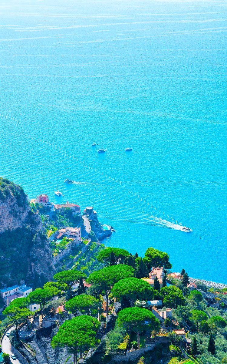 View from Villa Cimbrone terrace in Ravello, Amalfi Coast