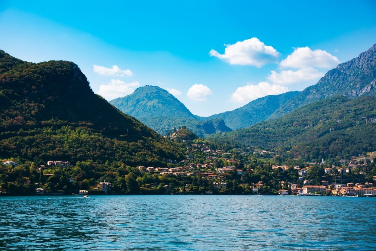 Lake Como landscape with mountains and blue water