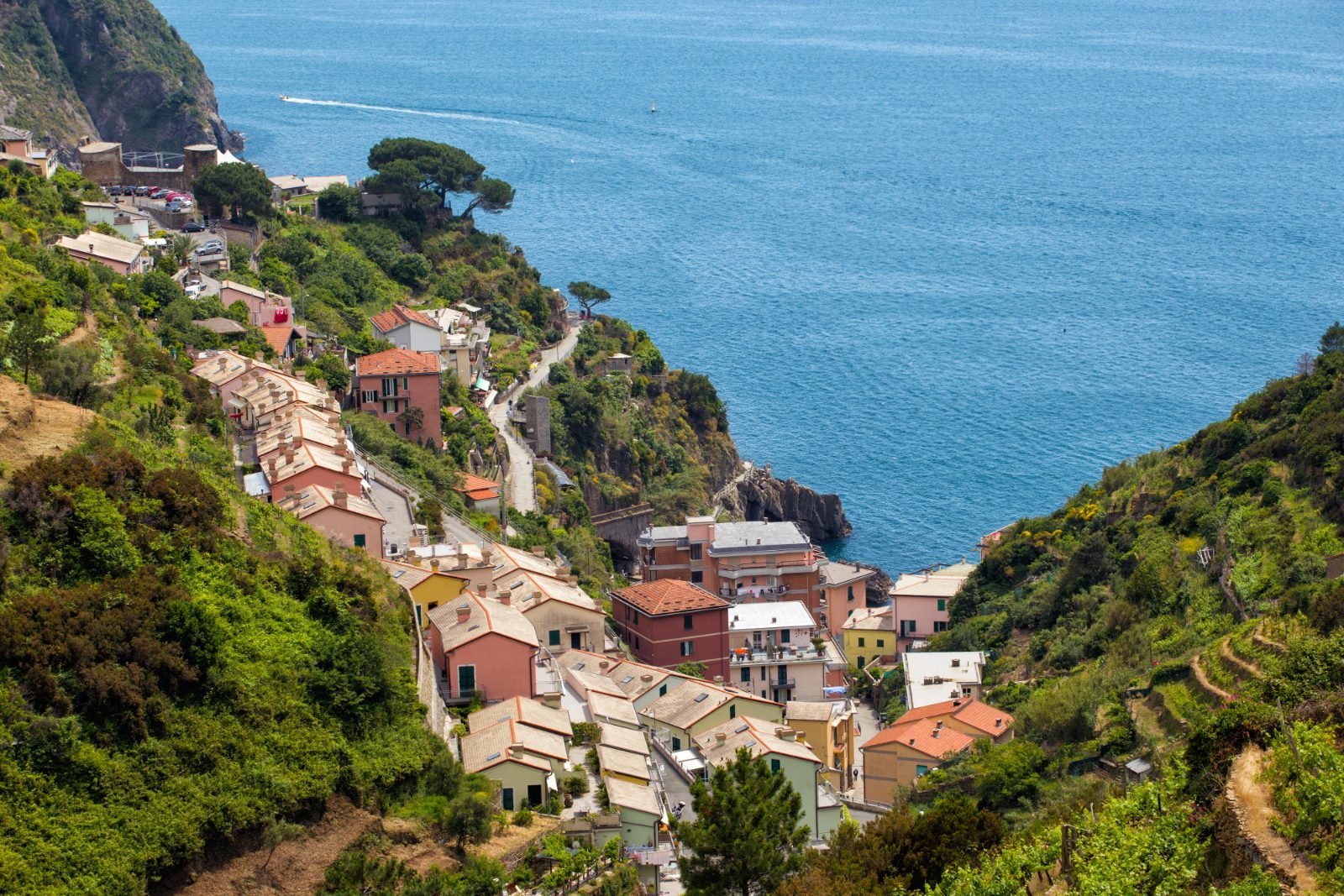 A Cinque Terre village above the Ligurian Sea