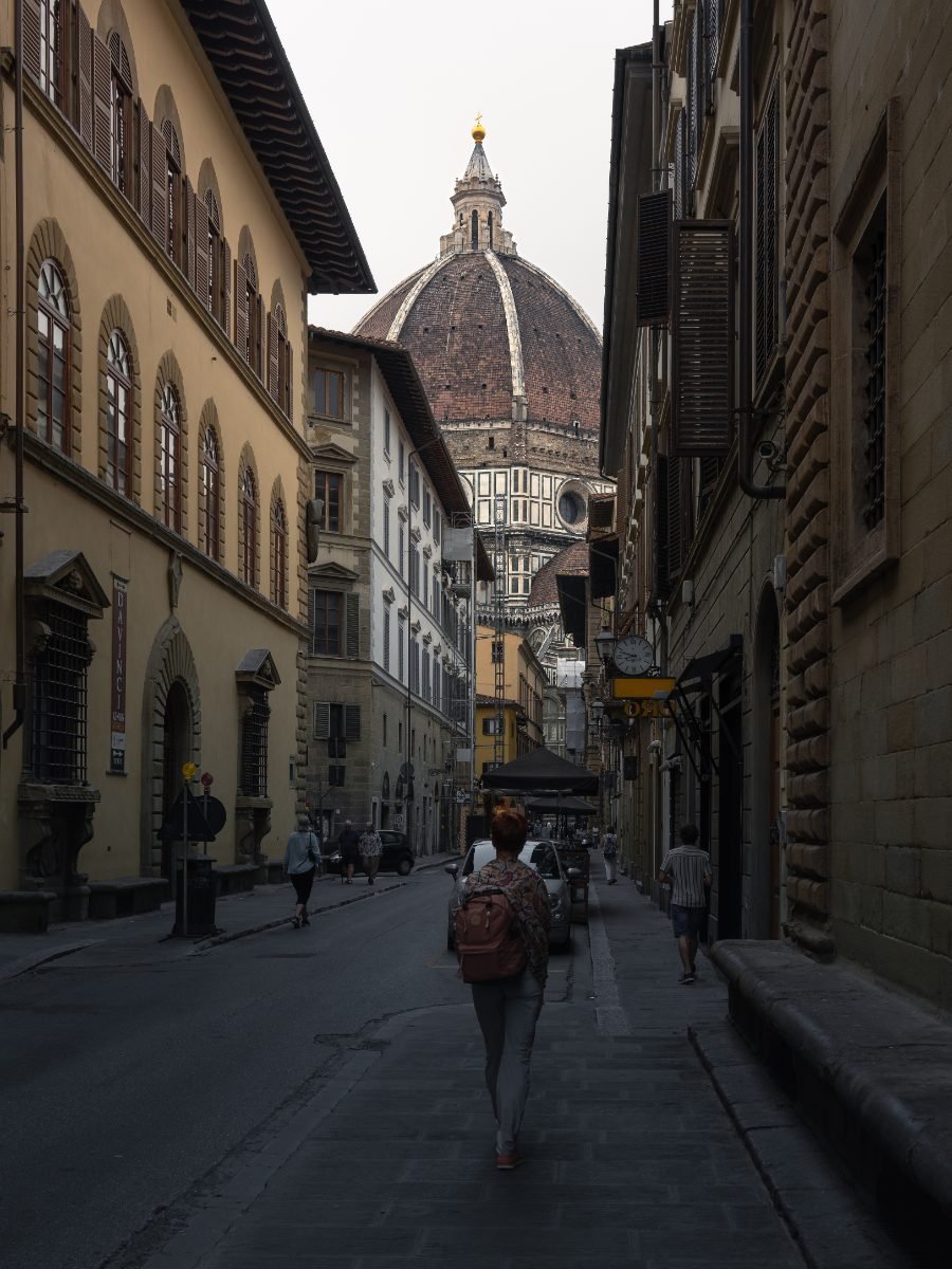 The Duomo of Florence seen from a narrow street