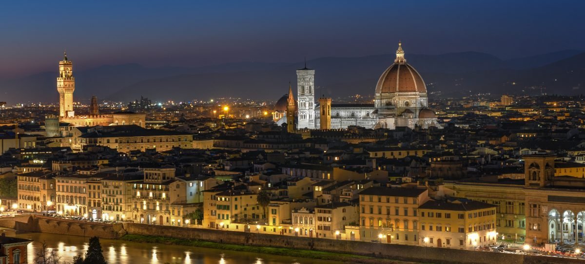 View of Florence at sunset from Piazzale Michelangelo