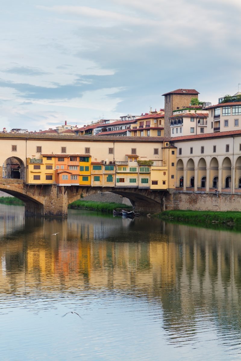 Ponte Vecchio reflected in the Arno, Florence