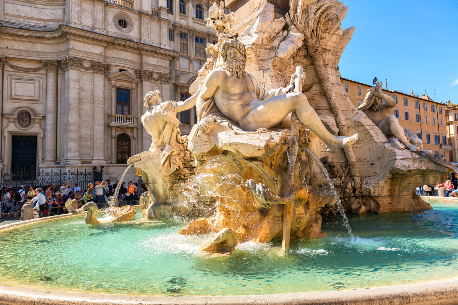 Fountain of the Four Rivers in Piazza Navona Rome
