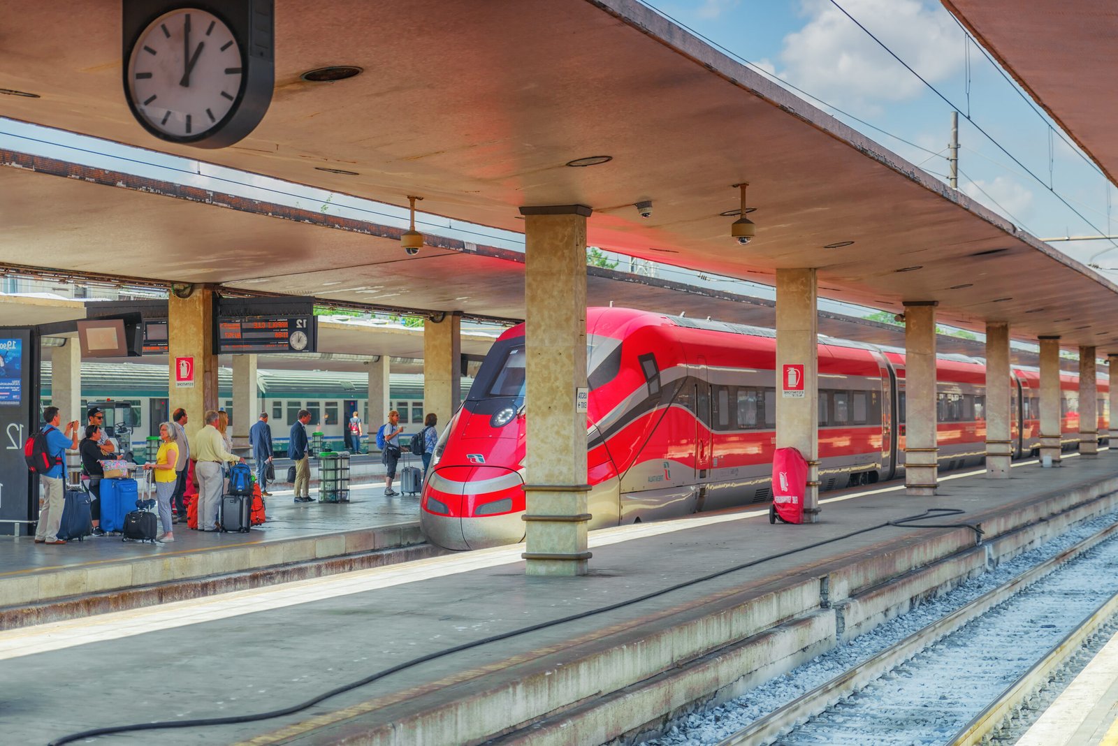 Modern high-speed passenger train at Florence railway station