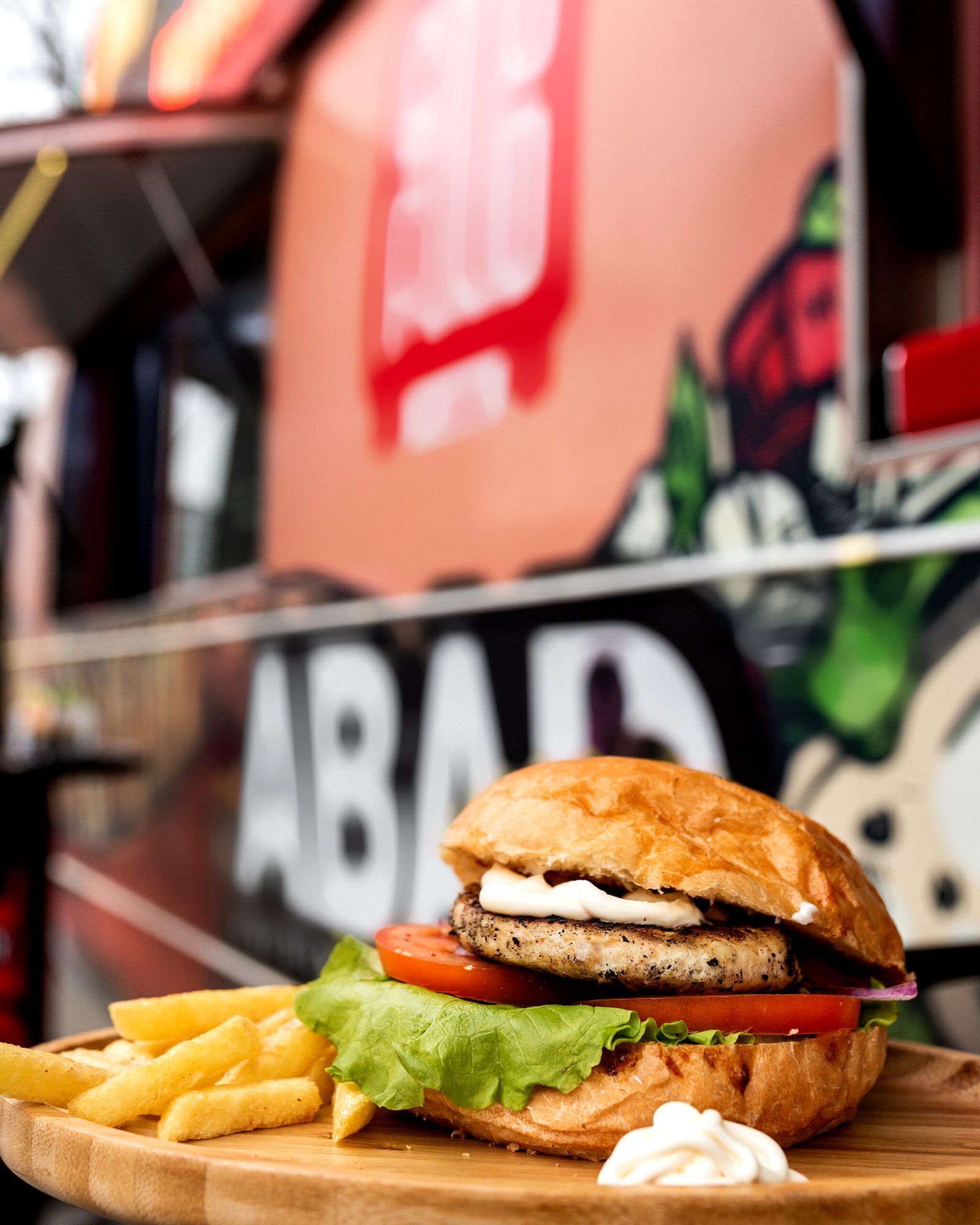 Classic American cheeseburger with fries