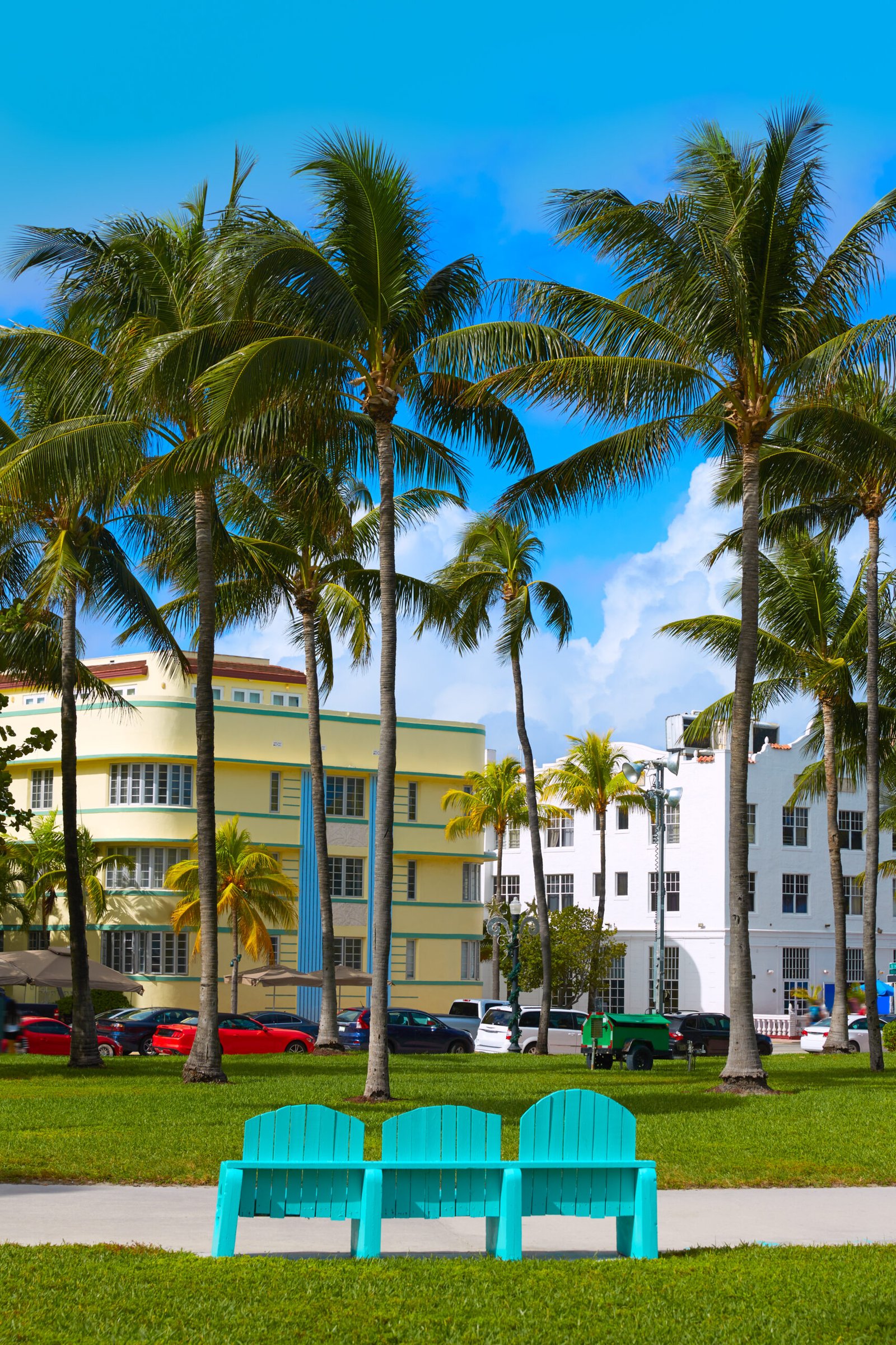 Miami Beach Ocean Drive with Art Deco buildings