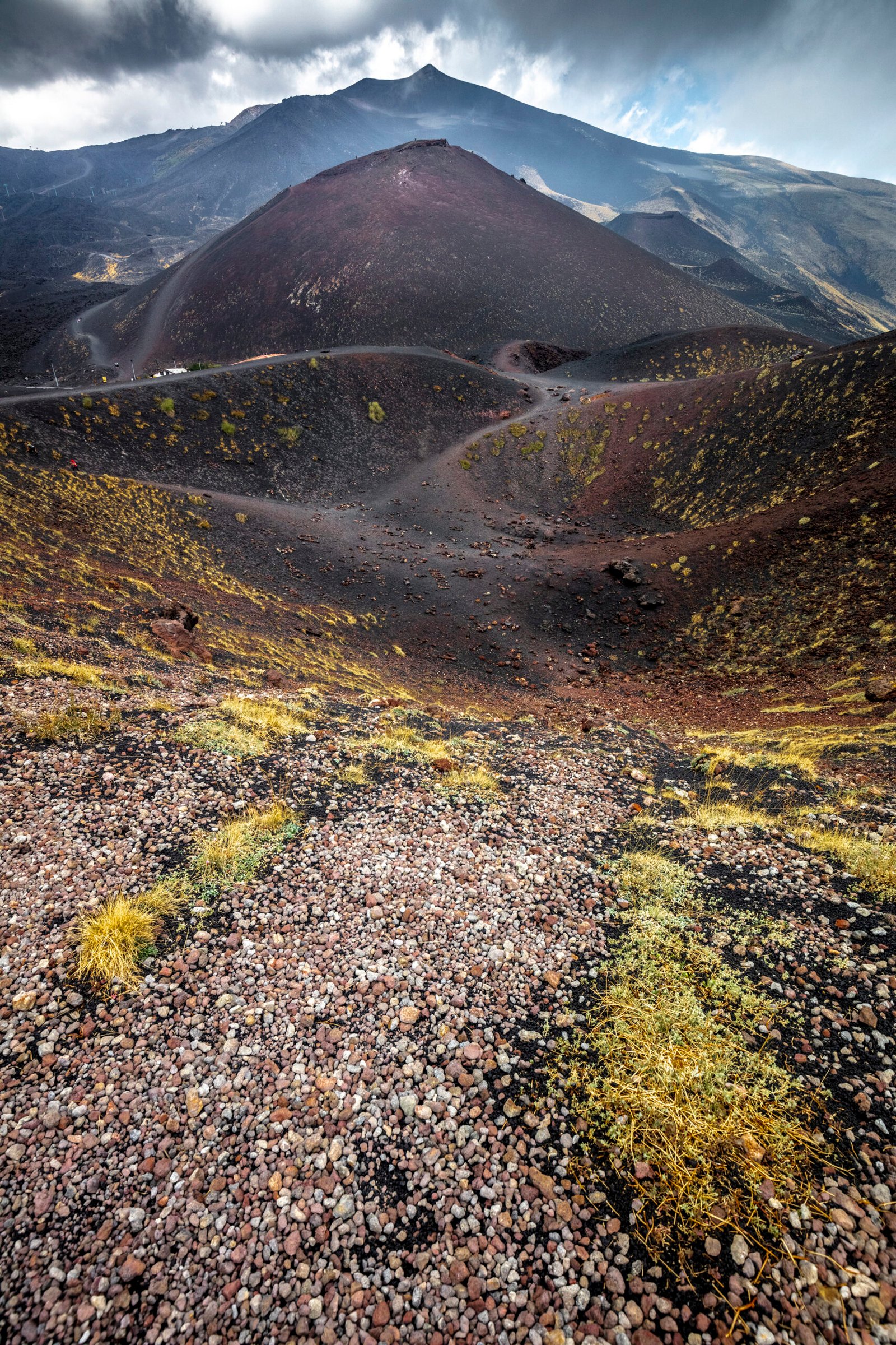 A hiking route on Mount Etna volcano in Sicily