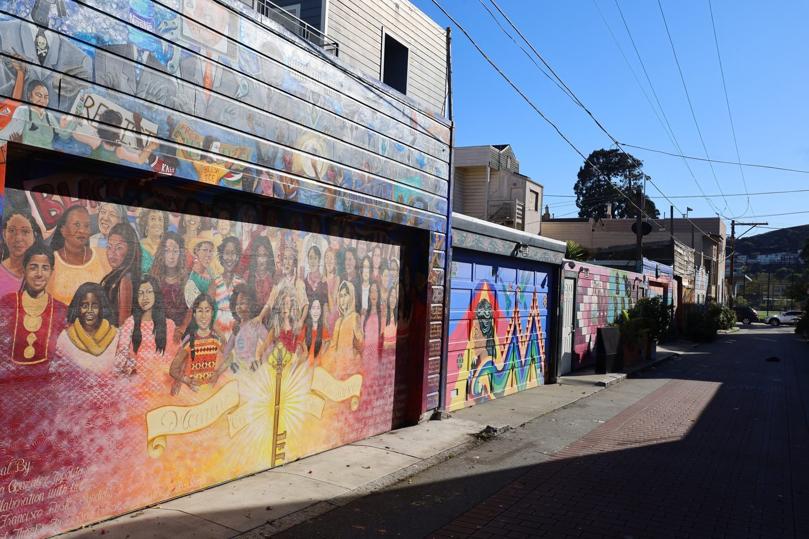 Colorful murals in Balmy Alley in the Mission District of San Francisco