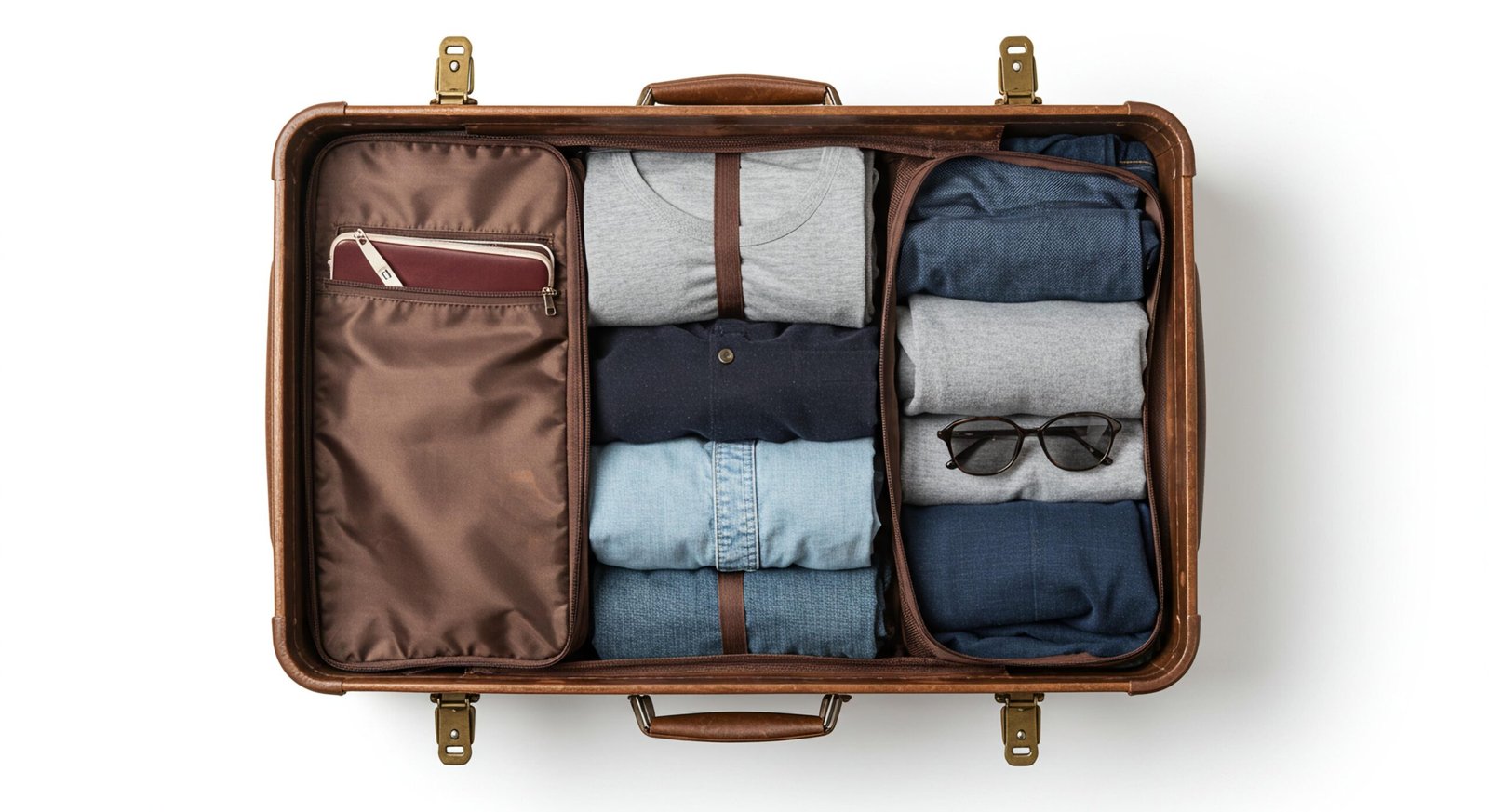 A neatly packed carry-on suitcase ready for travel
