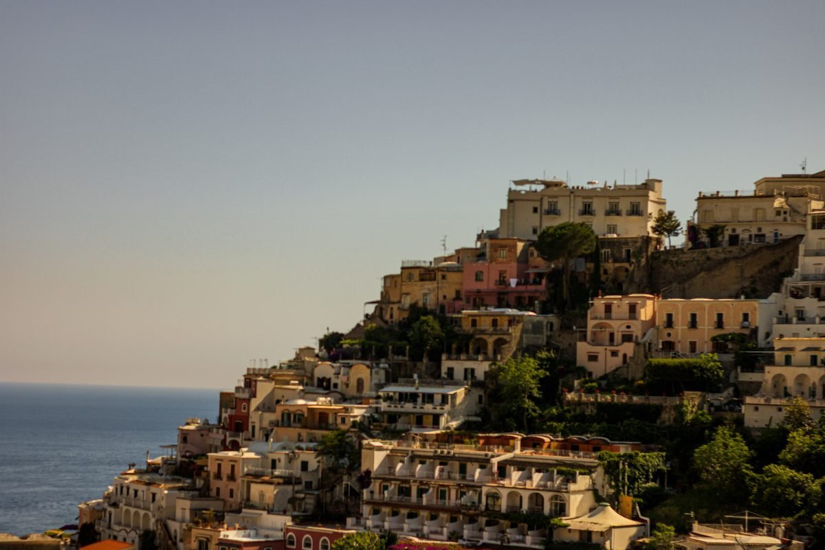 Positano with its cathedral above the shore