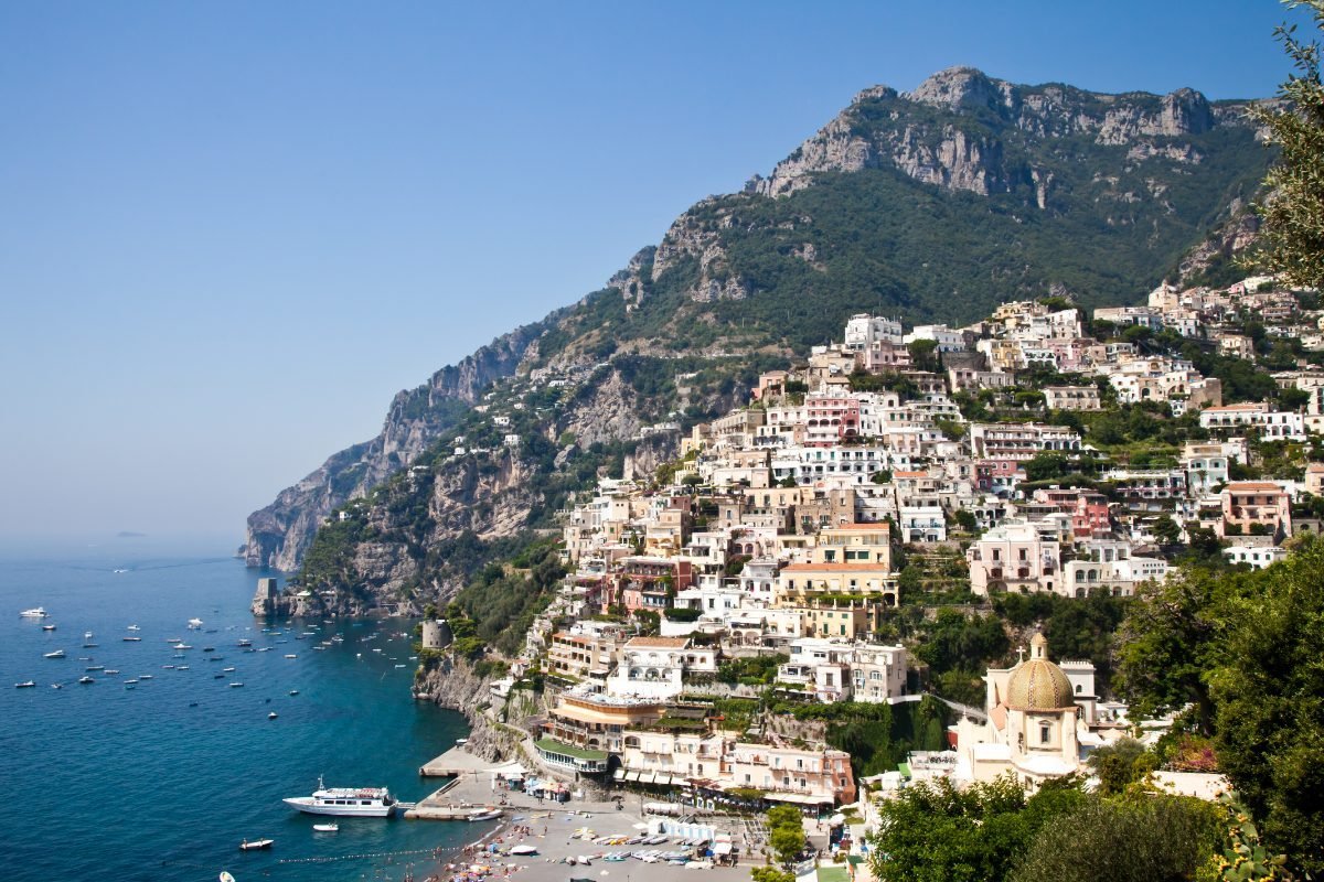 Positano's cliffs meeting the sea