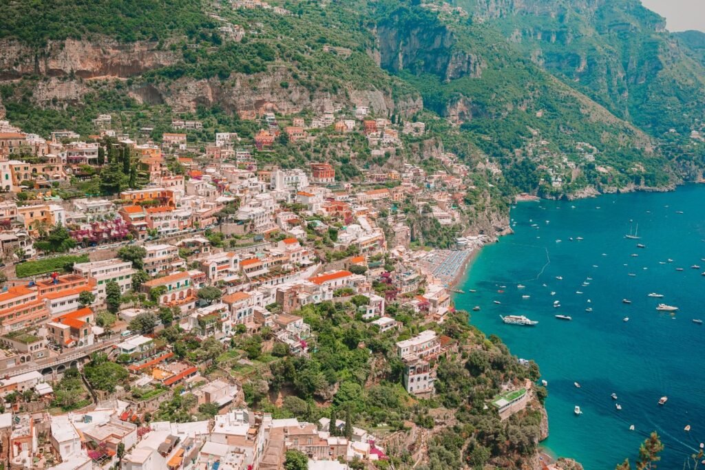 Scenic view of Positano on the Amalfi Coast