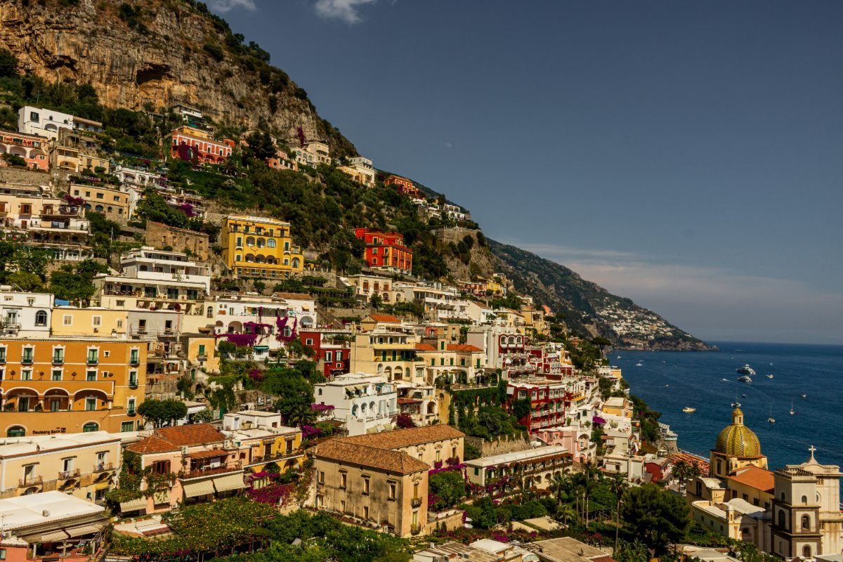 Iconic village of Positano with cathedral on the cliffs
