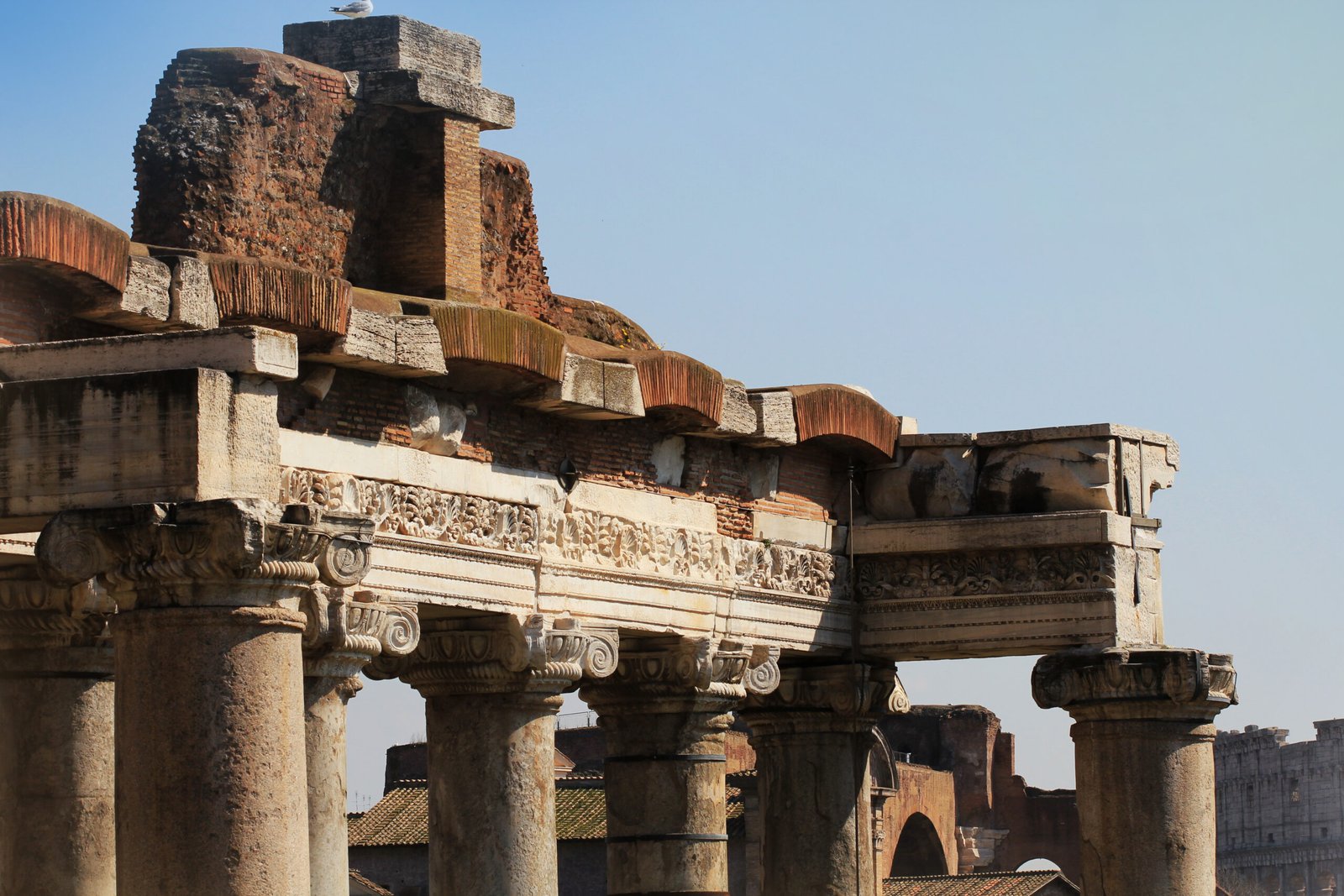 Ruins of the Temple of Saturn in the Roman Forum
