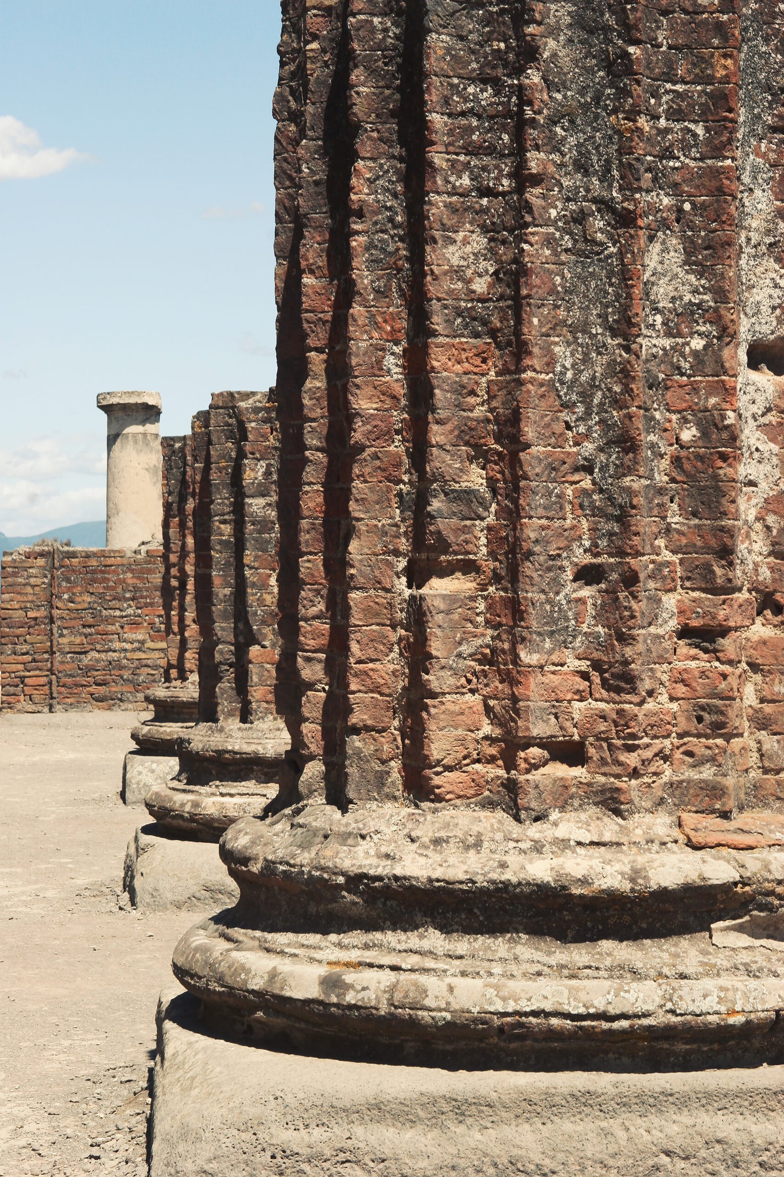 Ruined Roman column at Pompeii