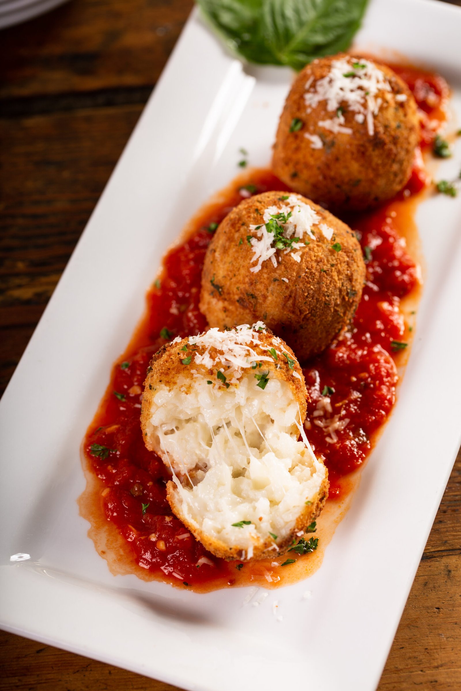 Arancini, stuffed Italian rice balls coated with bread crumbs, a Sicilian specialty