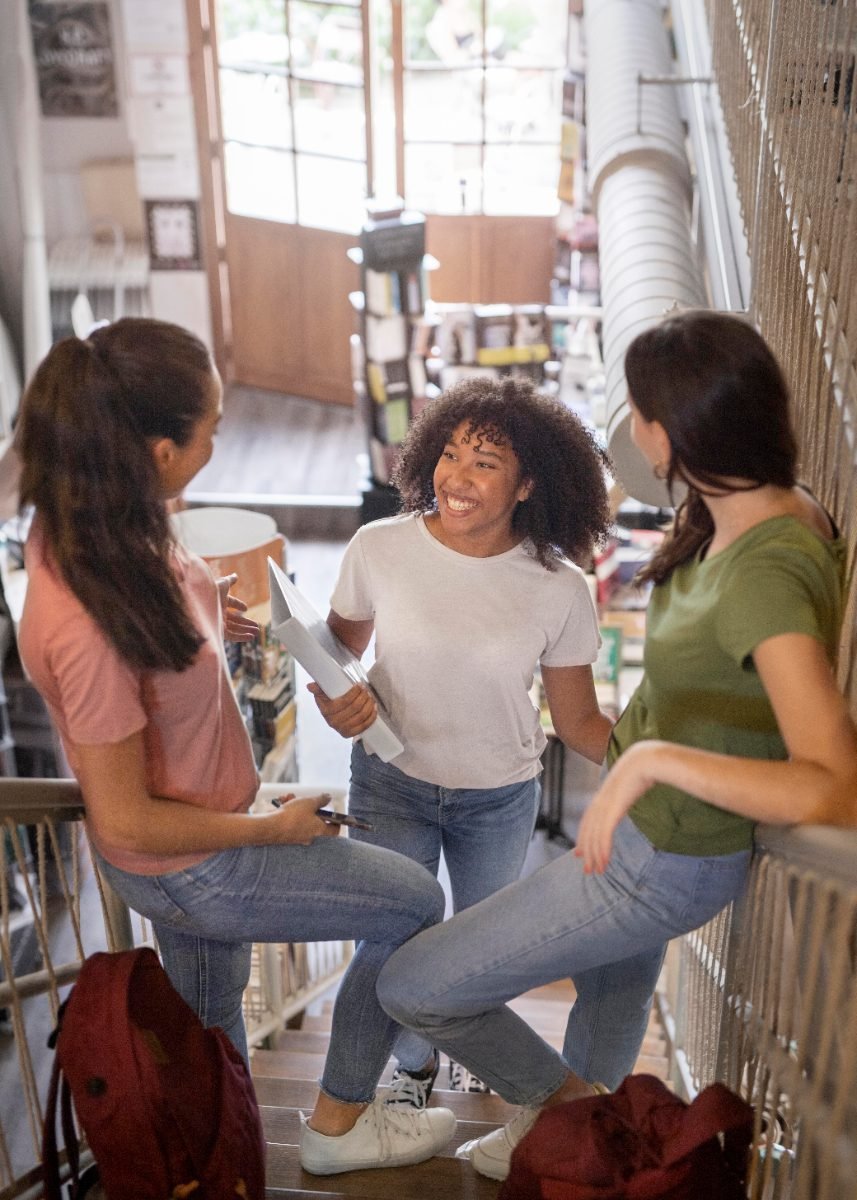 Travelers chatting and getting to know each other