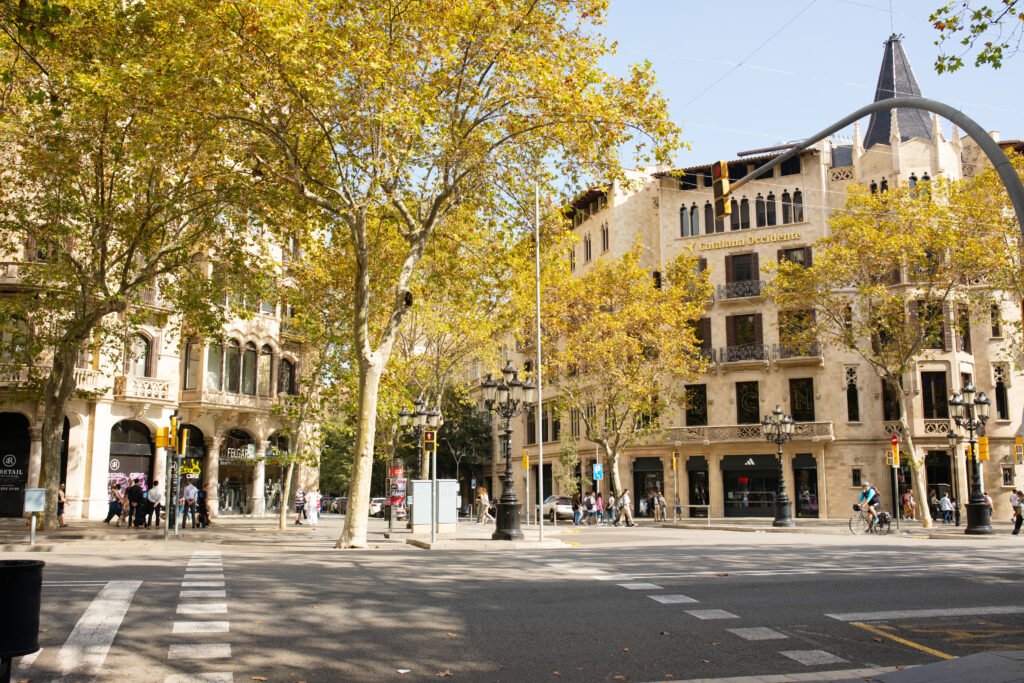 Street and buildings in Barcelona, Spain