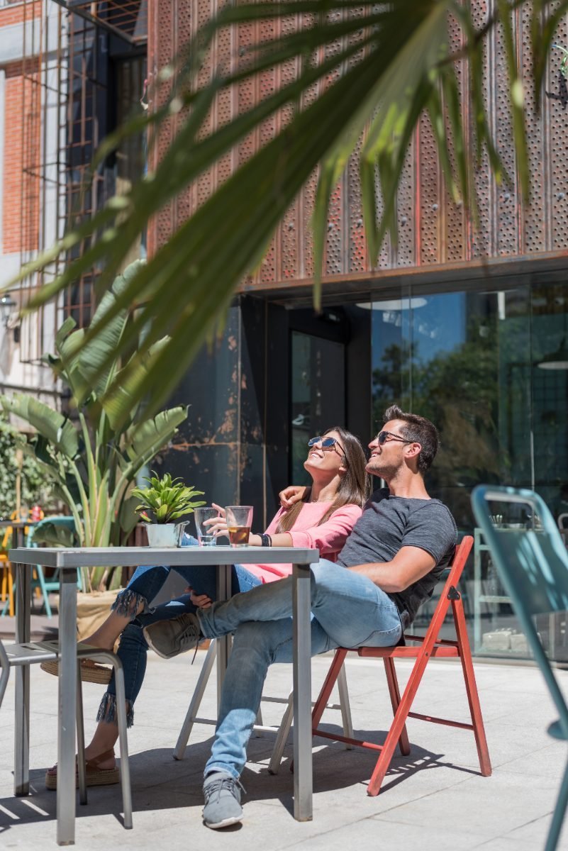 Relaxing on a sunny terrace