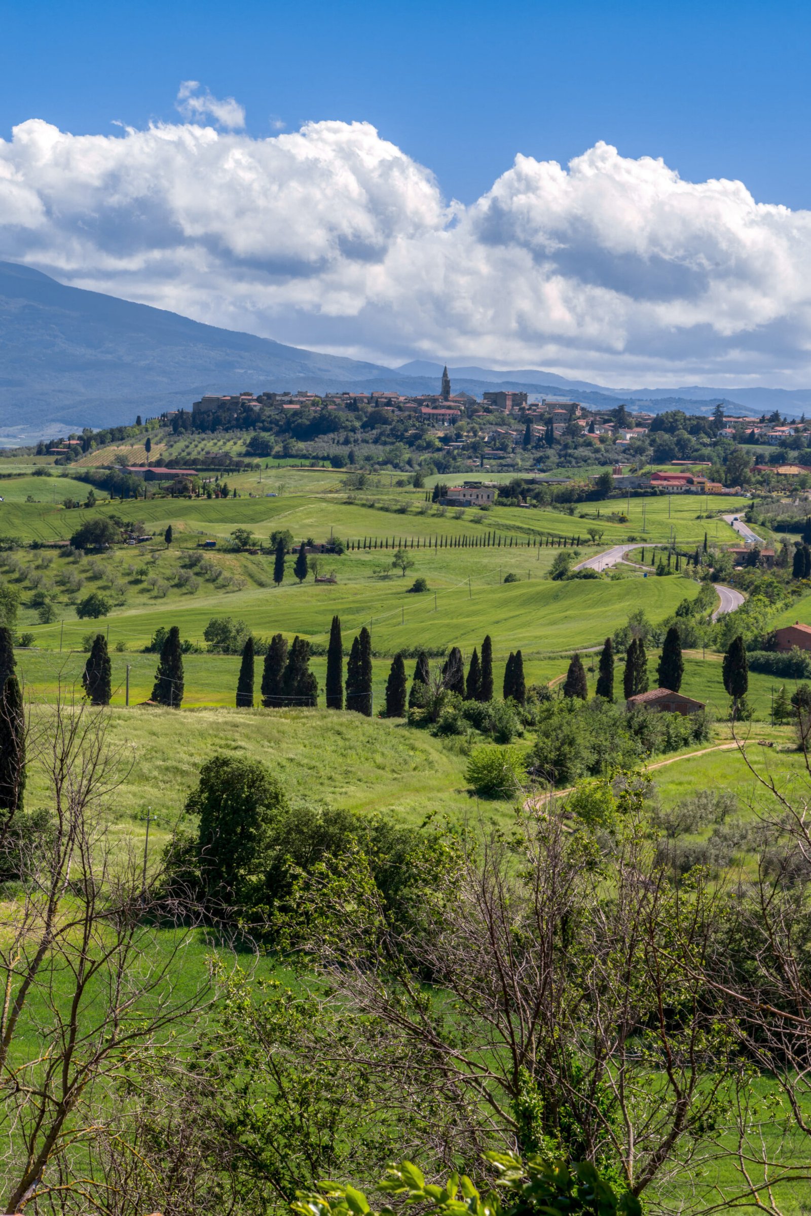 View of the Renaissance hill town of Pienza in Tuscany