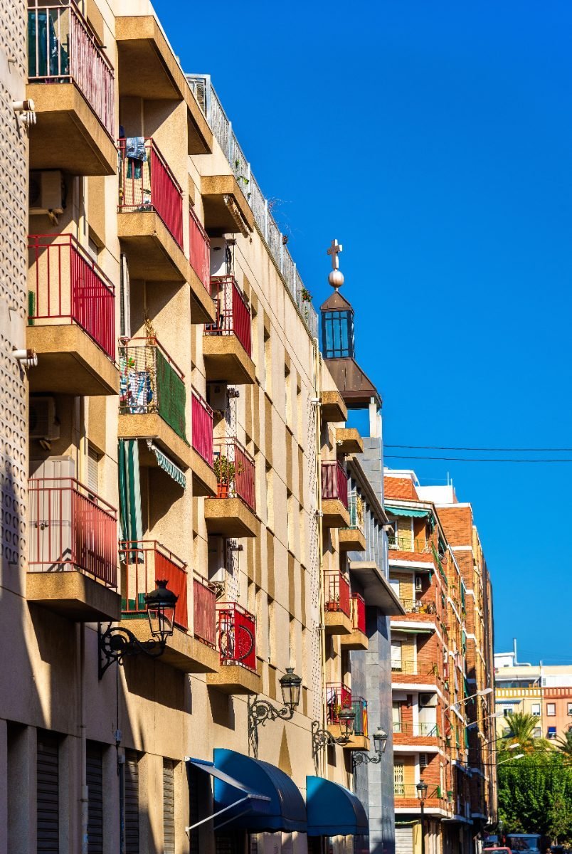 Beautiful buildings in the old town of Valencia