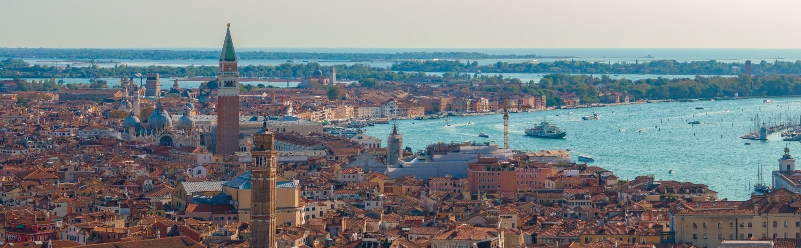 Aerial view of Venice near St Mark's Square and Rialto