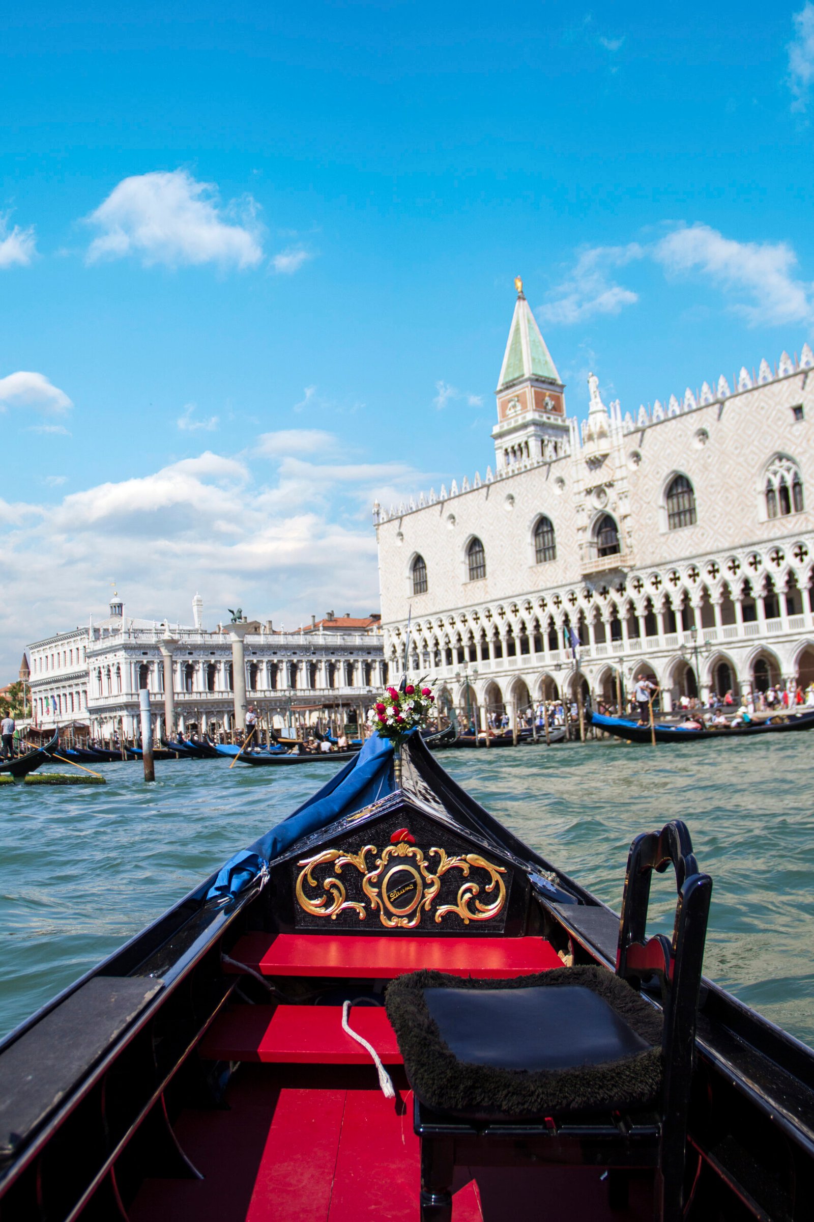 View of the Doges Palace and St. Marks Basilica in Venice, Italy