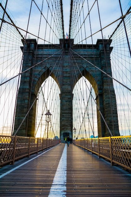 Brooklyn Bridge at sunset, New York City