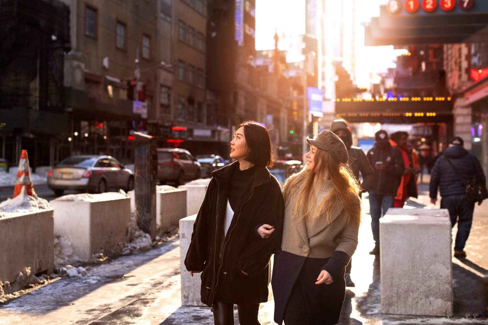 Young women walking in New York City during daytime