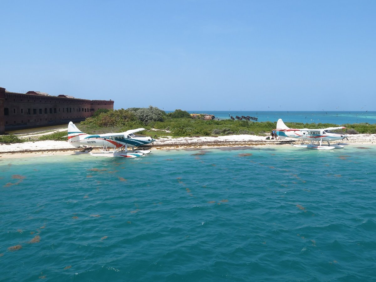 A seaplane at Fort Jefferson in the Dry Tortugas