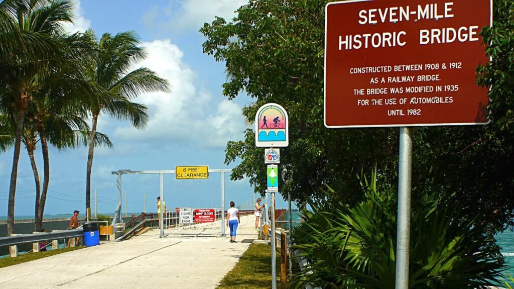 The Seven Mile Bridge running down the Florida Keys