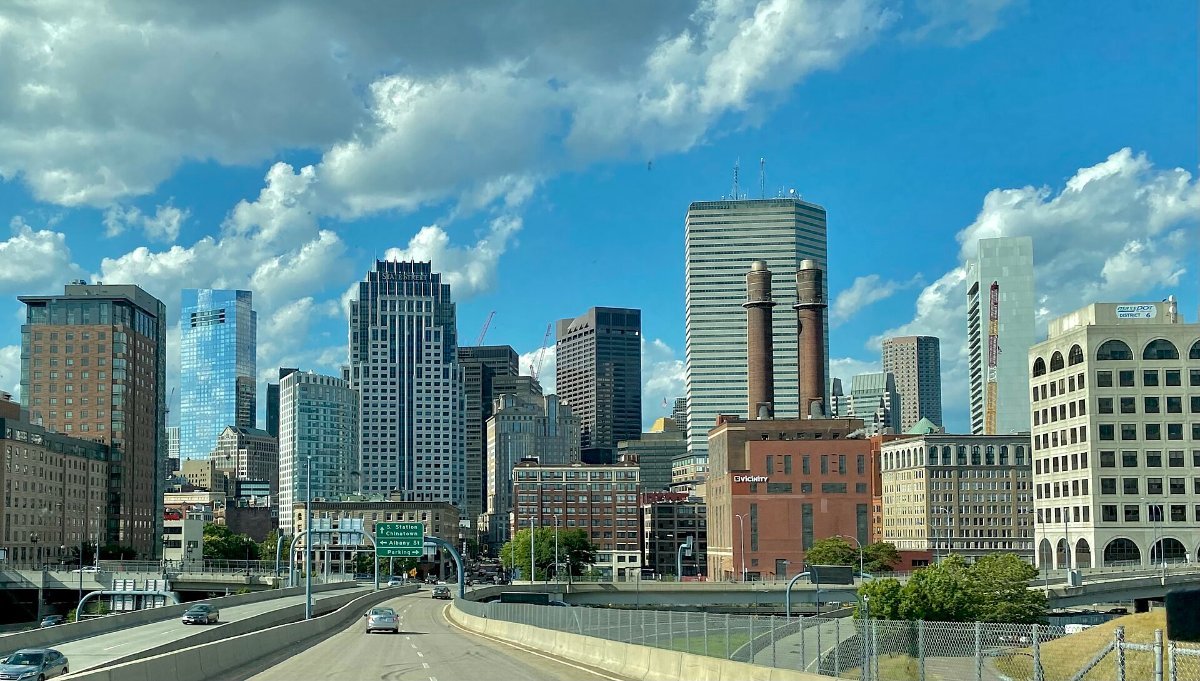 The Boston skyline seen across the water