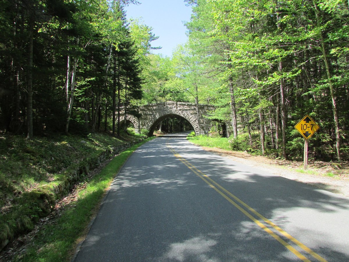 A stone bridge on Acadia's carriage roads