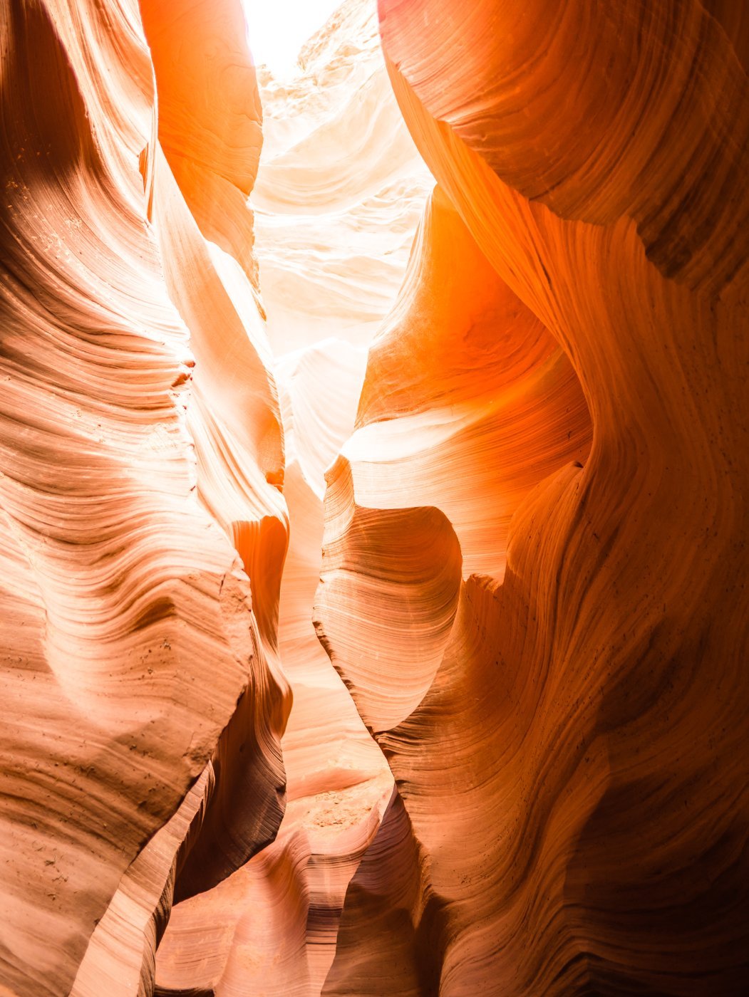 Light falling through the sandstone walls of Antelope Canyon, Arizona