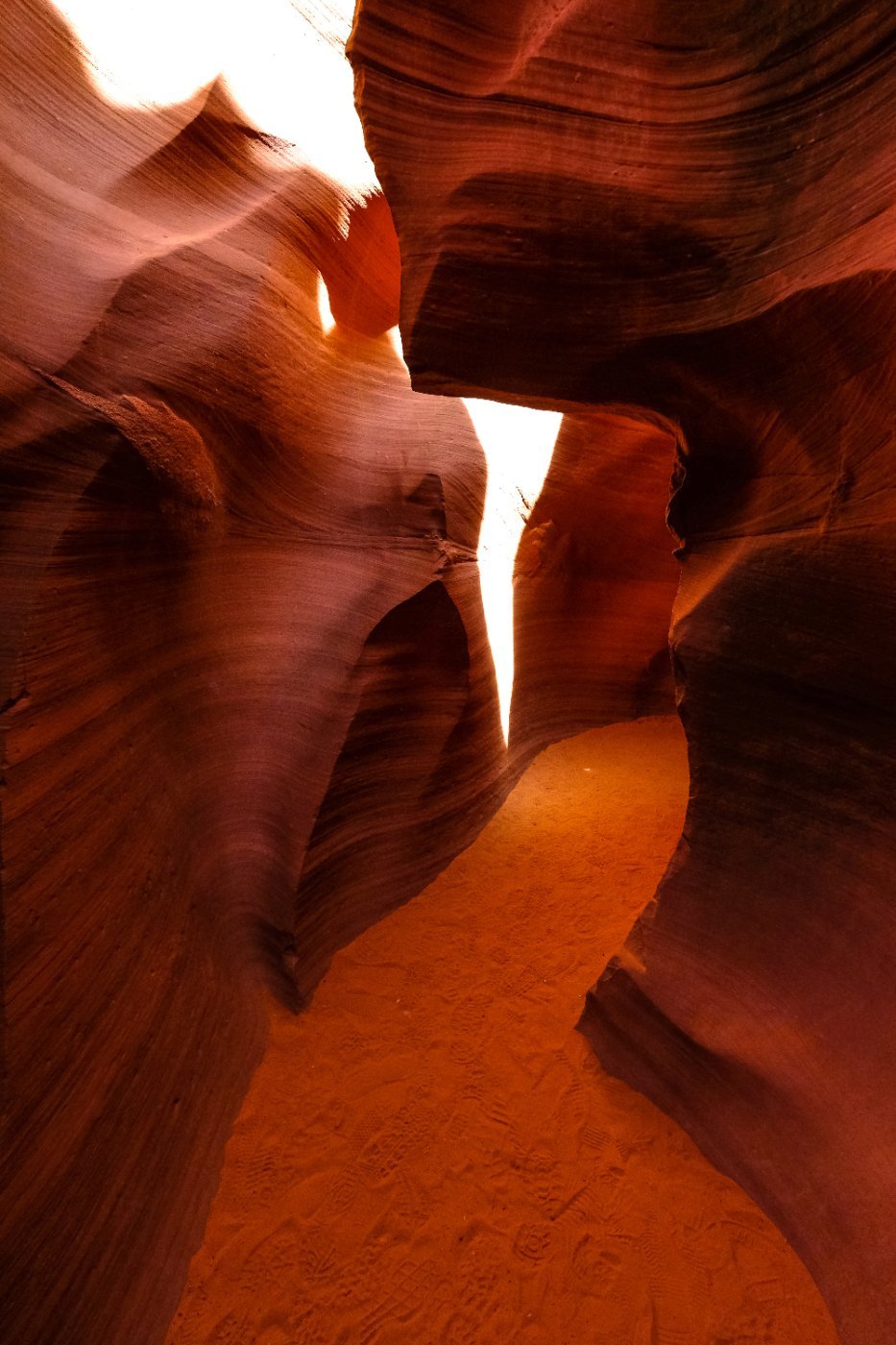 A narrow passage inside Antelope Canyon, Arizona
