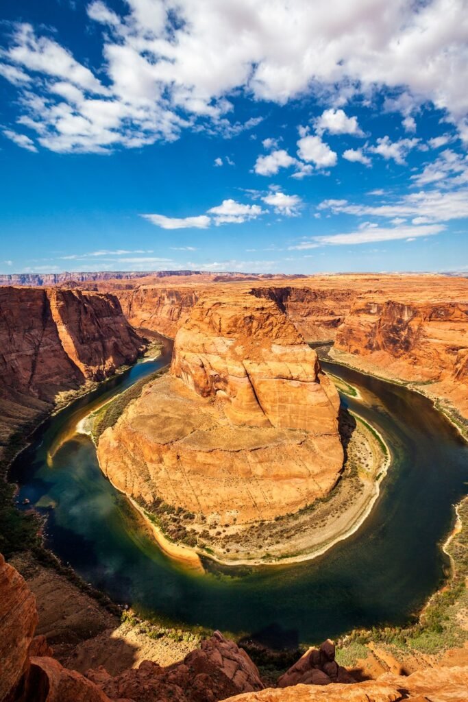 Vertical view of Horseshoe Bend on the Colorado River near Page, Arizona