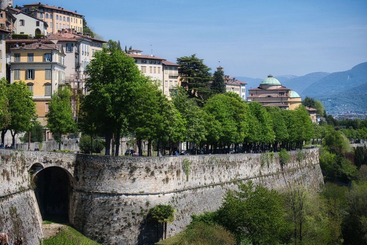 The historic city walls of Bergamo
