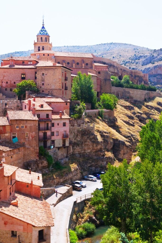 The hilltop old town of Albarracin in Aragon, Spain, on a summer day