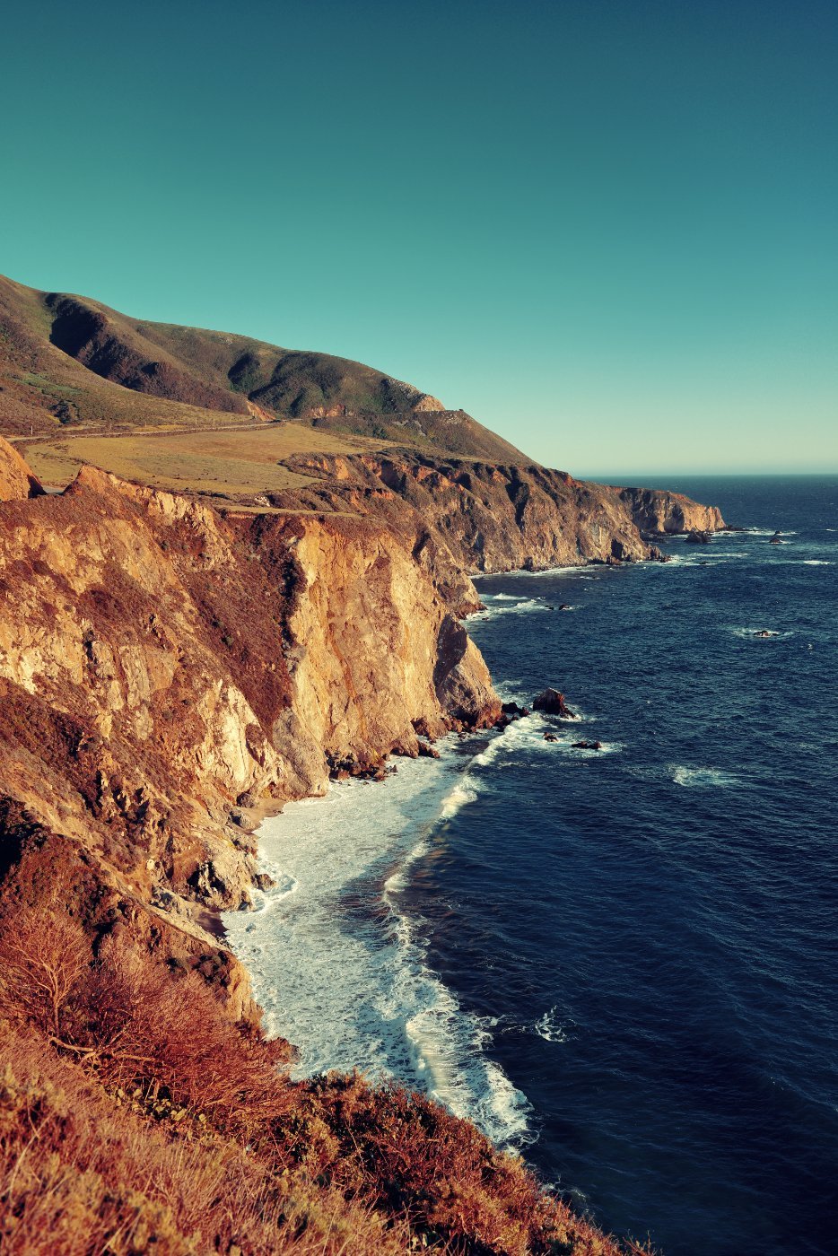 The cliffs dropping into the Pacific at Big Sur
