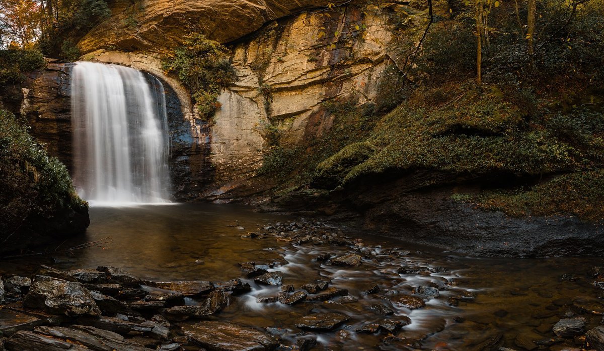 Looking Glass Falls in autumn, a short detour off the Blue Ridge Parkway