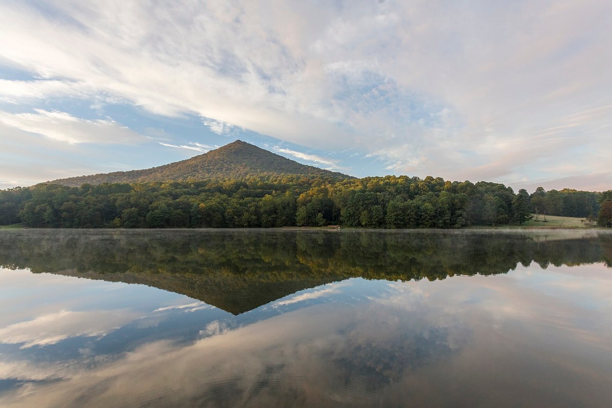 The Peaks of Otter rising above their lake in Virginia