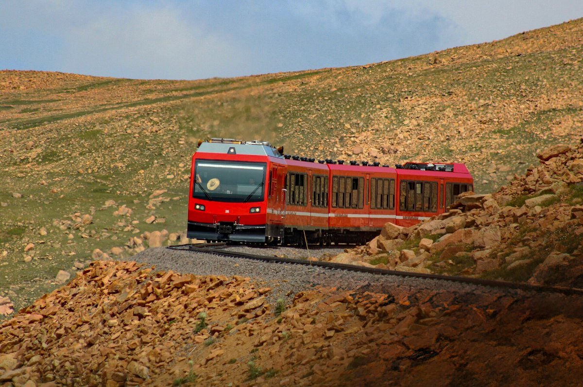 The cog railway near the summit of Pikes Peak, Colorado