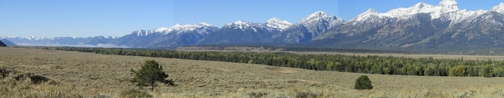 The Teton range above the valley in Wyoming