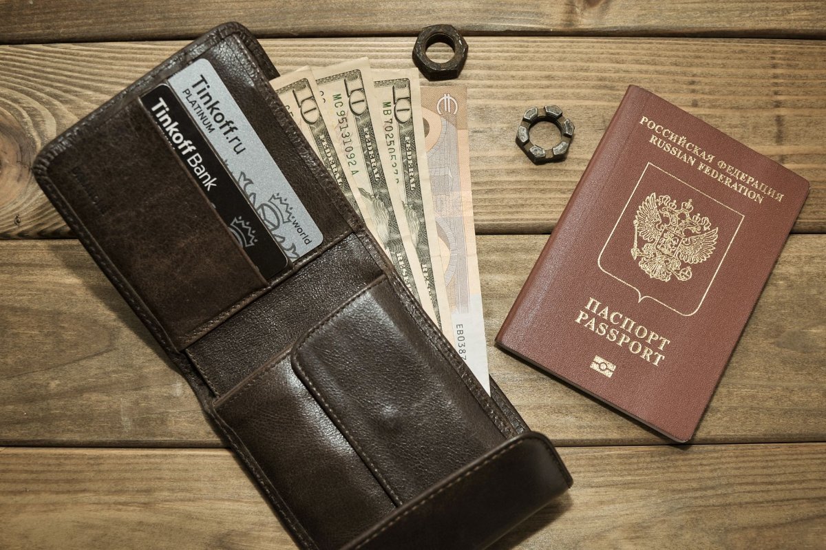 A wallet with cards, cash and a passport
